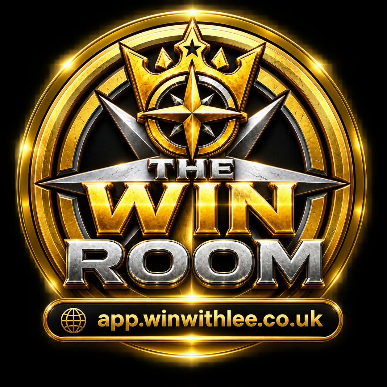 The WIN Room official gold and silver crest — app.winwithlee.co.uk