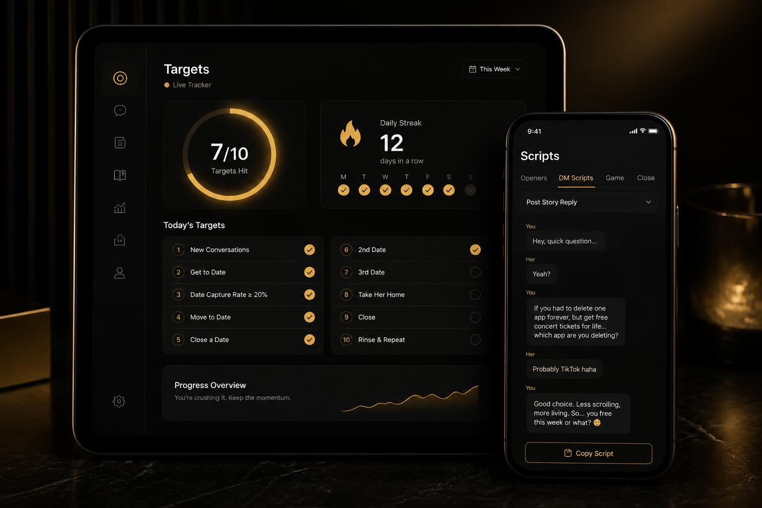 The Starter Pack app open on a tablet and phone